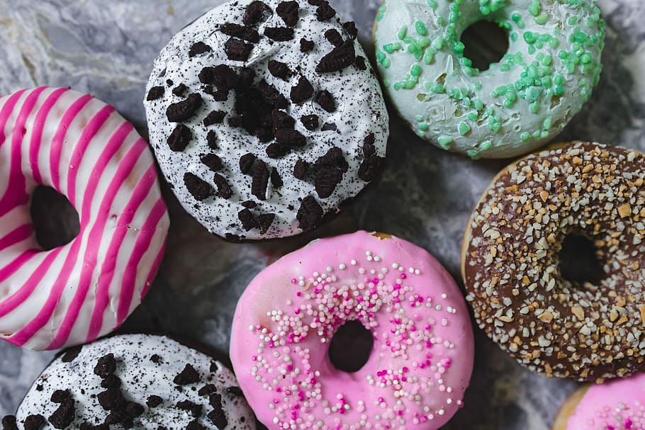 colorful donuts, Colorful, donuts, cute, sweet, tasty, delicious, baked, doughnut, donut