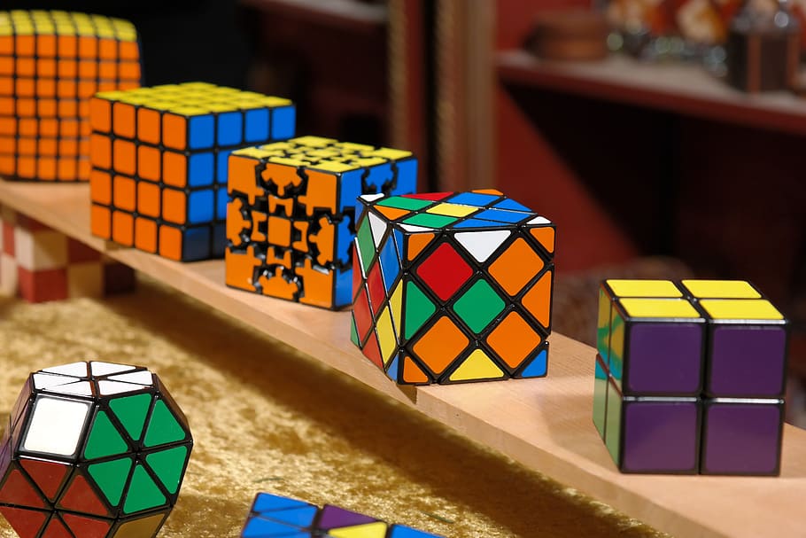 rubik, cubes, brown, surface, magic cube, patience games, puzzle, tricky, toys, puzzle piece