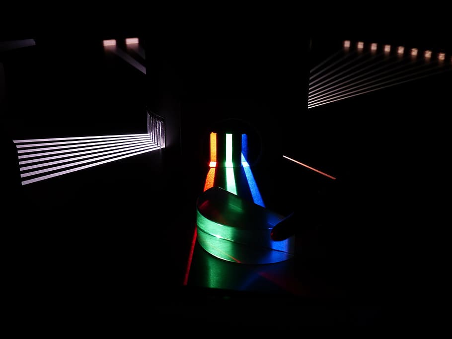 lampu aneka warna, malam, optik, prisma, sinar, panduan cahaya, percobaan, fisika, cermin, pengalihan