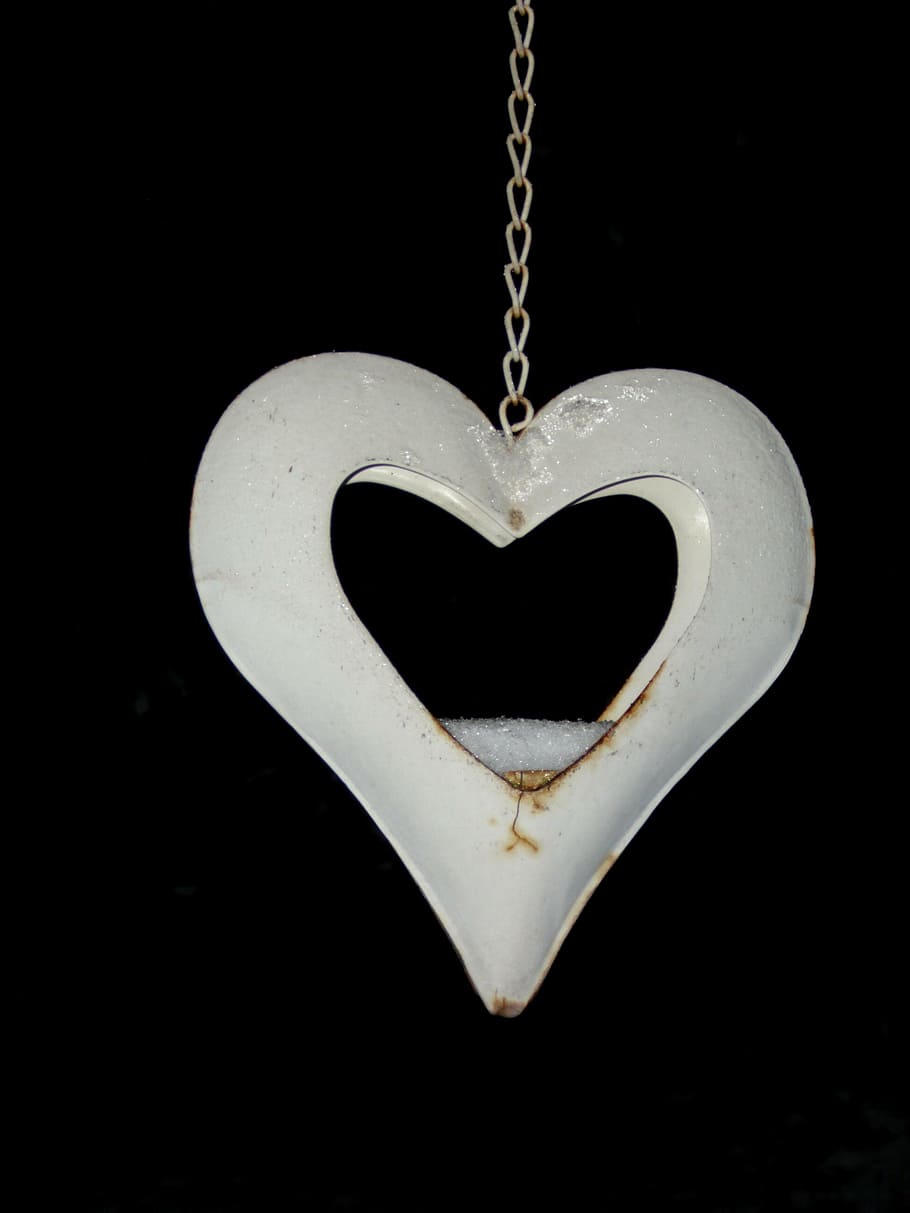 heart, white, heart shaped, ornament, decoration, metal, heart shape, black background, positive emotion, studio shot