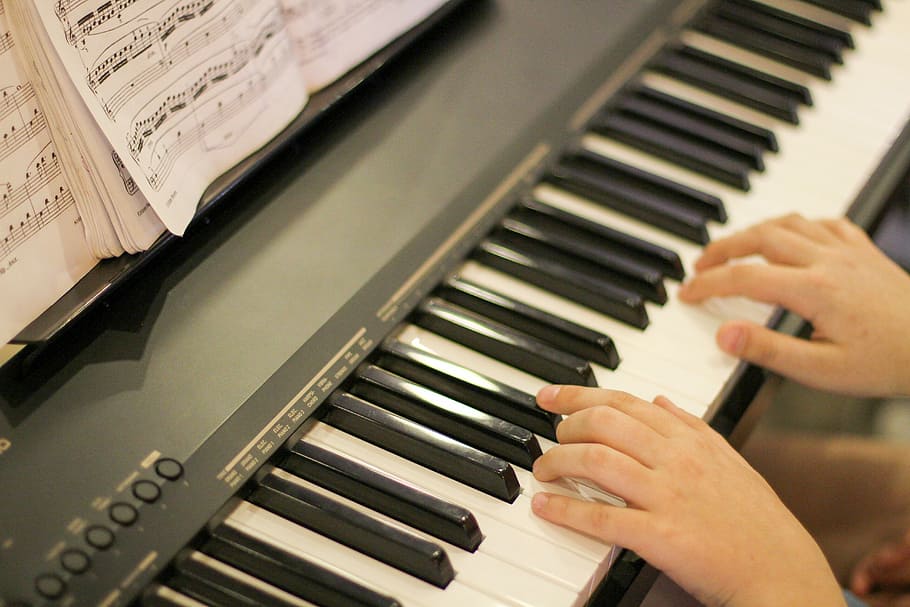 person playing piano, piano, hand, playing piano, keyboard, musical, play, musician, performer, artist