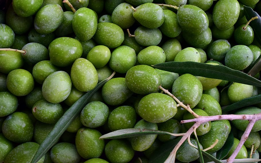 stack of mangoes, olives, green, ripe, ripe olives, frisch, harvest, background, nocellara, nocellara olives