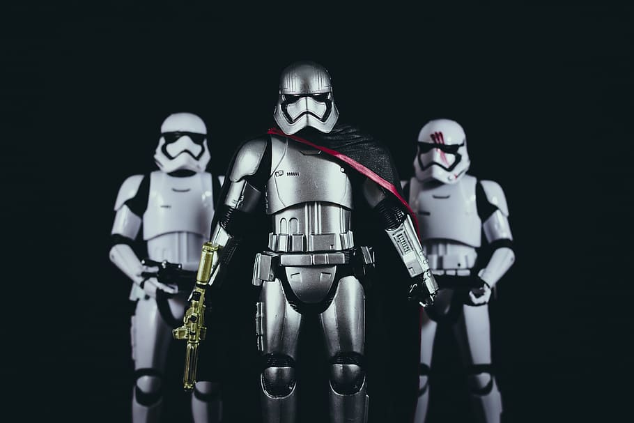 star wars captain plasma, two, storm troopers, star, wars, storm, trooper, costume, figure, star wars