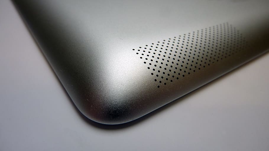 Ipad, Apple, Tablet, Touch, silver, reverse, back, silver colored, studio shot, close-up