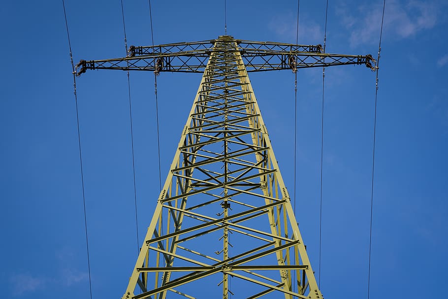 power poles, masts, current, electricity, high, iron, metal, structure, strommast, sky