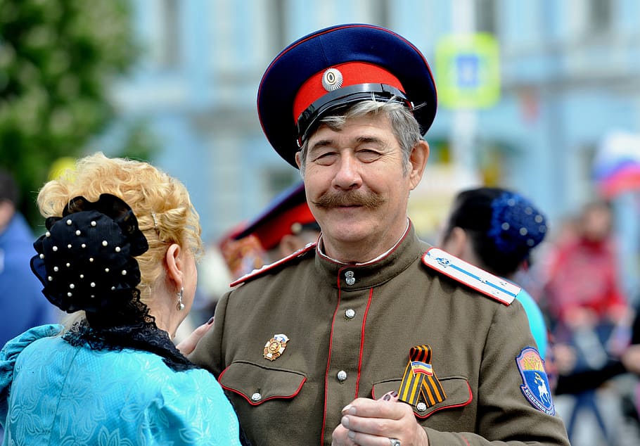 the cossacks, emotions, holiday, federal semi-presidential republic, focus on foreground, headshot, cap, clothing, uniform, real people