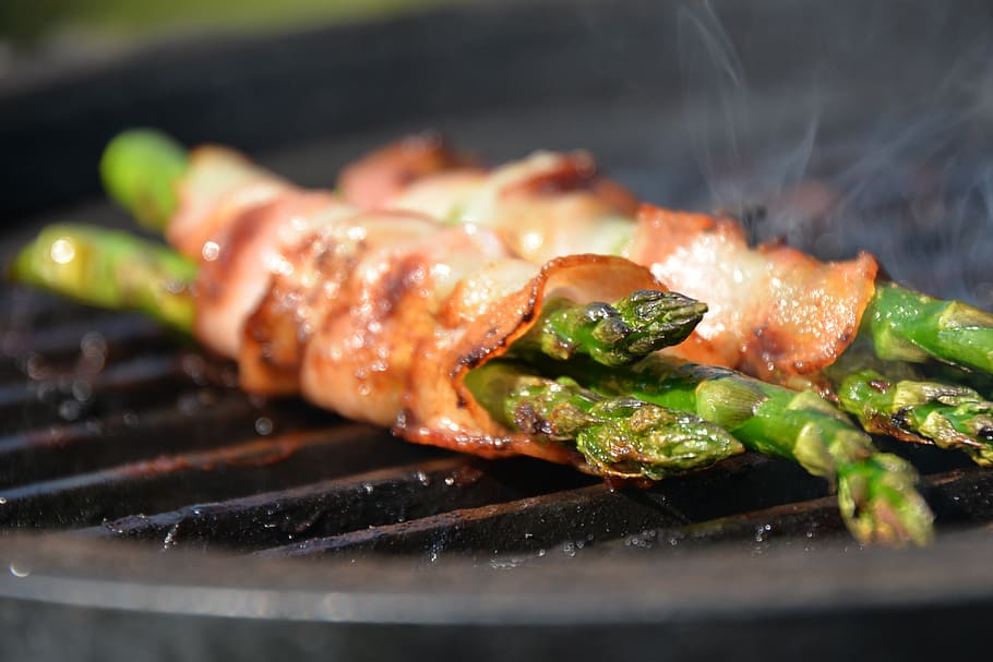 grilled, asparagus, wrap, bacon, grill, lunch, vegetables, food and drink, food, freshness