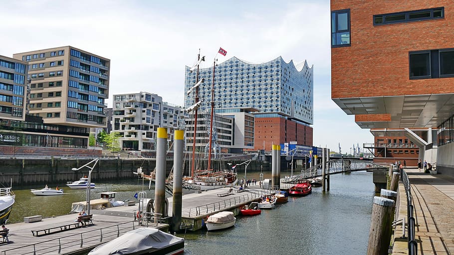 Hamburgo, Porto, Elba, salão filarmônico do elba, marítima, marco, horizonte de hamburgo, arquitetura, exterior do edifício, estrutura construída