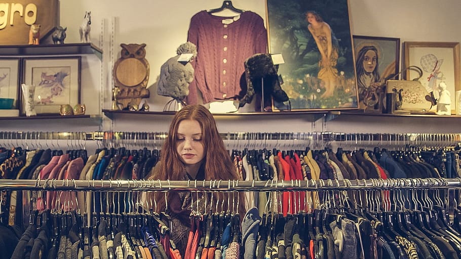 woman, inside, clothes apparel store, people, girl, female, lady, clothing, store, fashion
