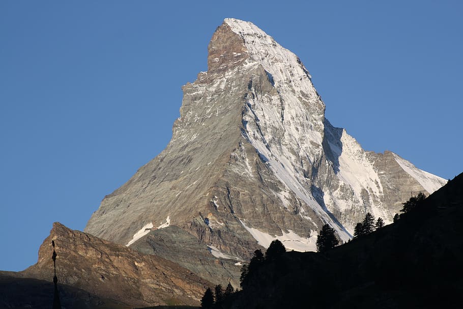 matterhorn mountain, blue, sky, daytime, mountain, matterhorn, zermatt, clear sky, beauty in nature, scenics - nature