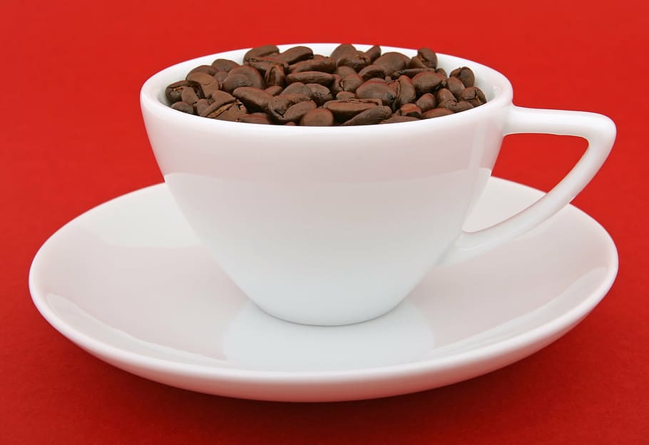 чашка, наполненный, кофейные зерна, аромат, фон, фасоль, черный, повышение, перерыв, заваривать