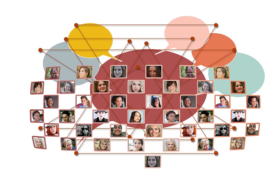 captura de pantalla de la organización del gráfico, mujeres, red, rostros, social, juego, equipo, trabajo en equipo, unidos, promesa