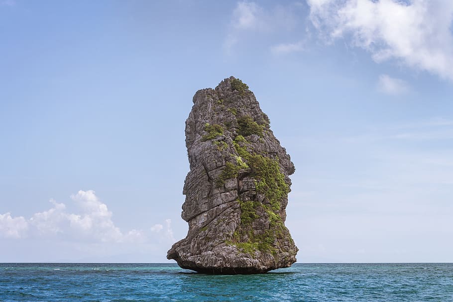 岩の形成, 中間, 体, 水, 曇り, 空, タイ, ゴルフ, 海, 岩