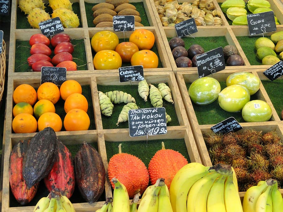 fruta, mercado, agricultores, fresco, vegetal, maduro, varios, abarrotes, producir, granja