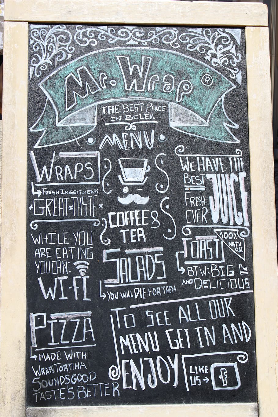 black, mr., wrap, signage, menu, chalkboard, restaurant, cafe, coffee, food