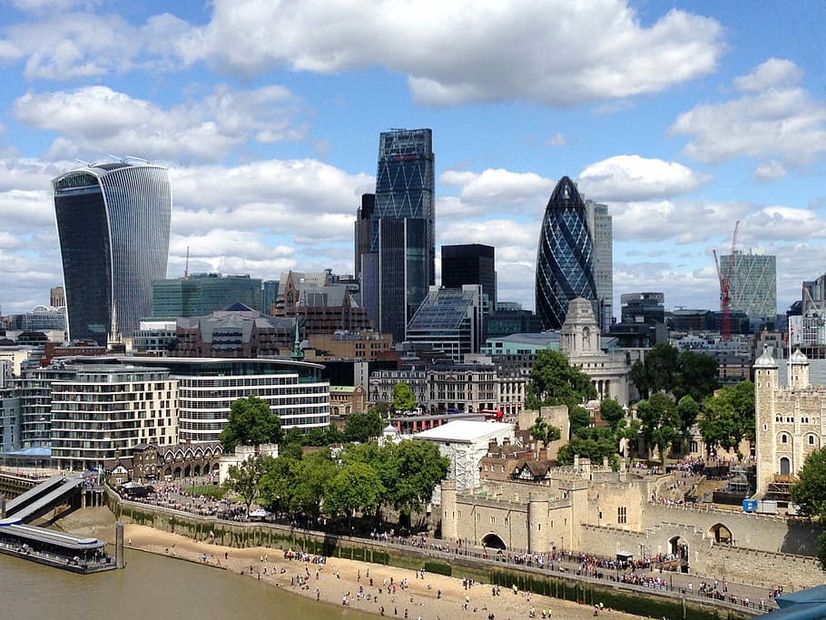 Londres, Inglaterra, Skyline, arquitectura, nube - cielo, rascacielos, ciudad, exterior del edificio, horizonte urbano, estructura construida