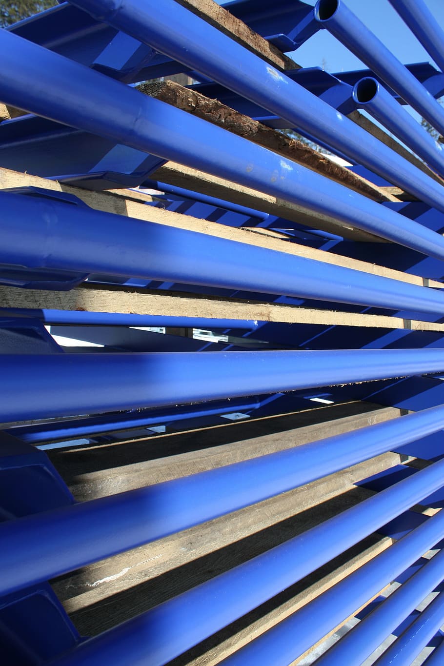 azul, lote de tubería de pvc, tuberías, metal, industrial, tubería, tubo, tecnología, metálico, industria