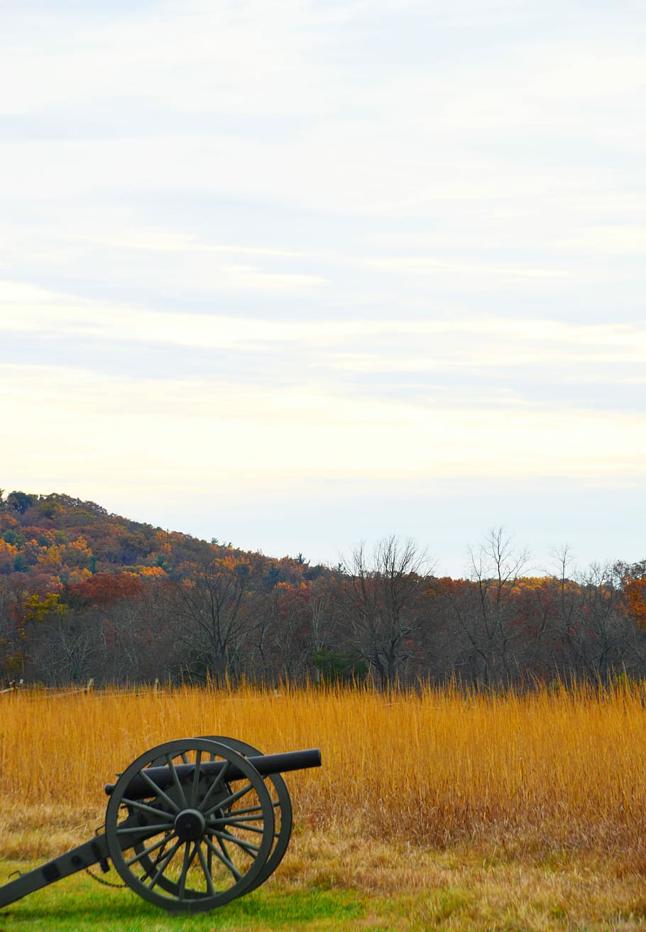 Cannon, History, Battle, Military, gettysburg, field, nature, wheel, scenics, cloud - sky
