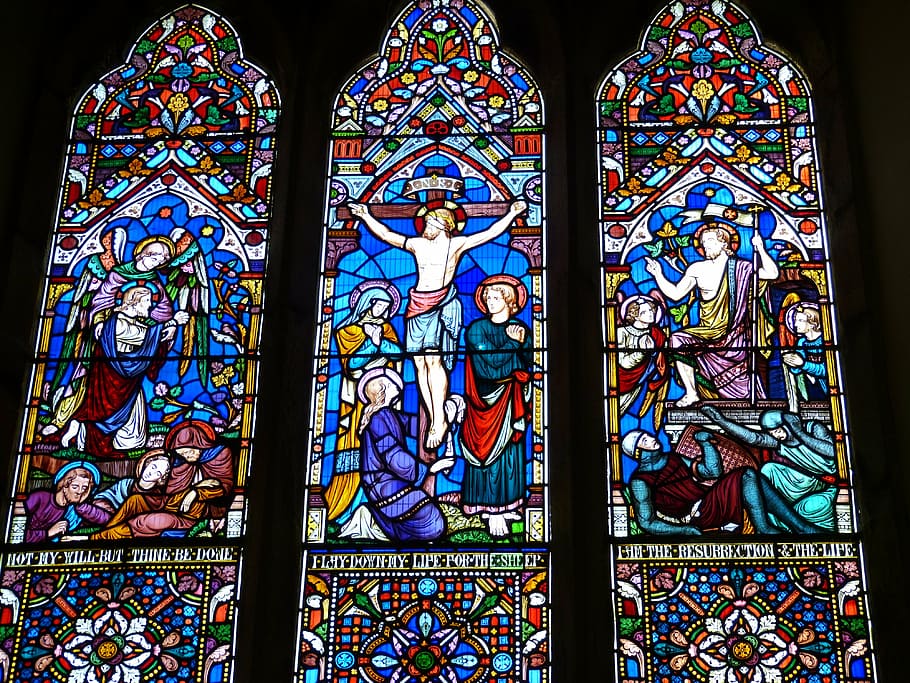 religious, stained, glass art, church window, church, england, christianity, window, art, bible