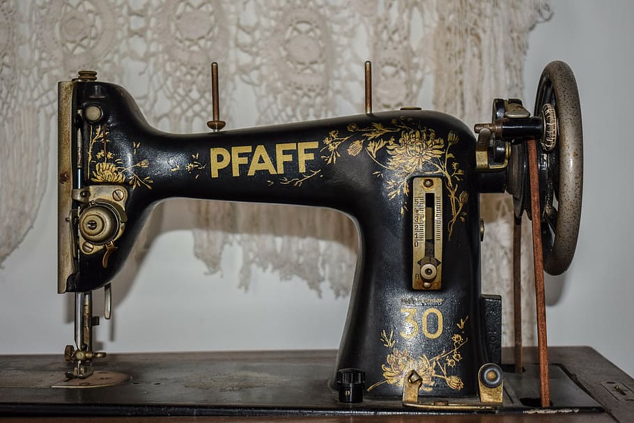 black, yellow, pfaff sewing machine, sewing machine, old, retro, vintage, antique, equipment, domestic