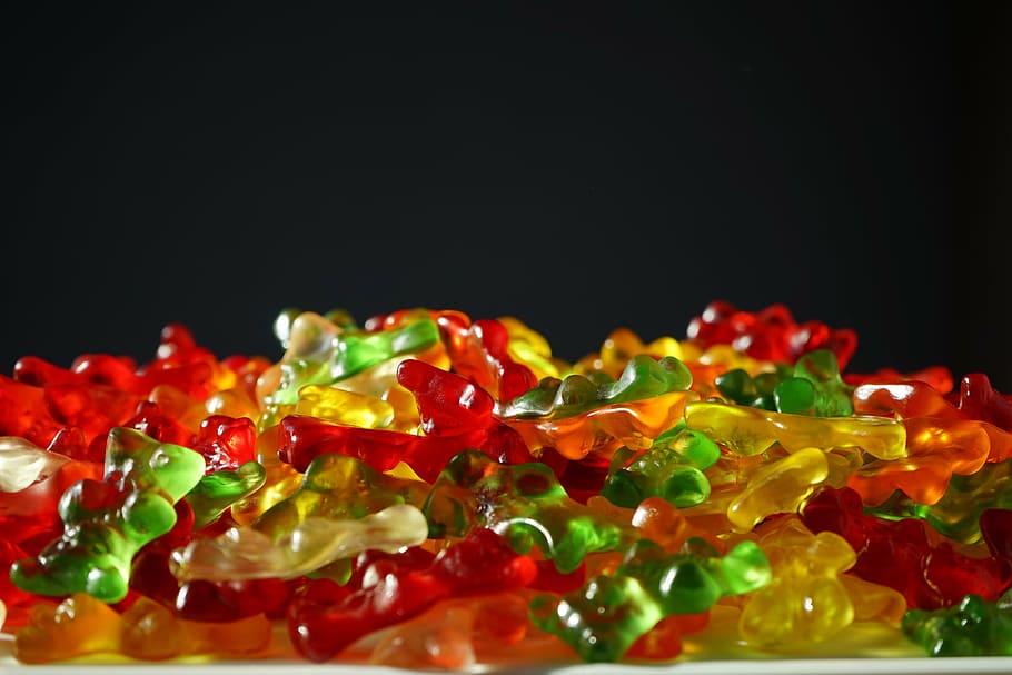 gummibärchen, gummi bears, fruit gums, bear, sweetness, colorful, color, gelatin, food, nibble