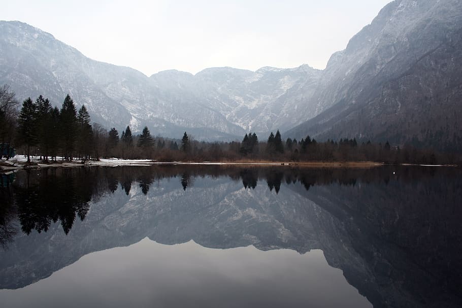 bled, bohinj, slovenia, lake, water, mountains, panorama, landscape, reflections, nature