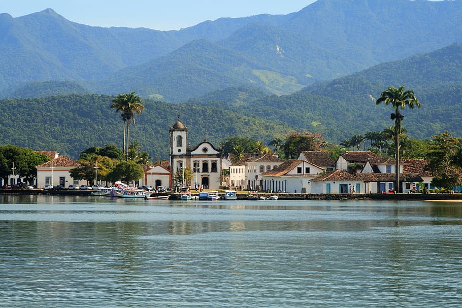 concrete, structures, body, water, brazil, paraty, city, historical heritage, historic centre, colonial