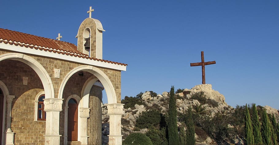 Cyprus, Ayia Napa, ayios epifanios, church, orthodox, cross, religion, architecture, building exterior, place of worship
