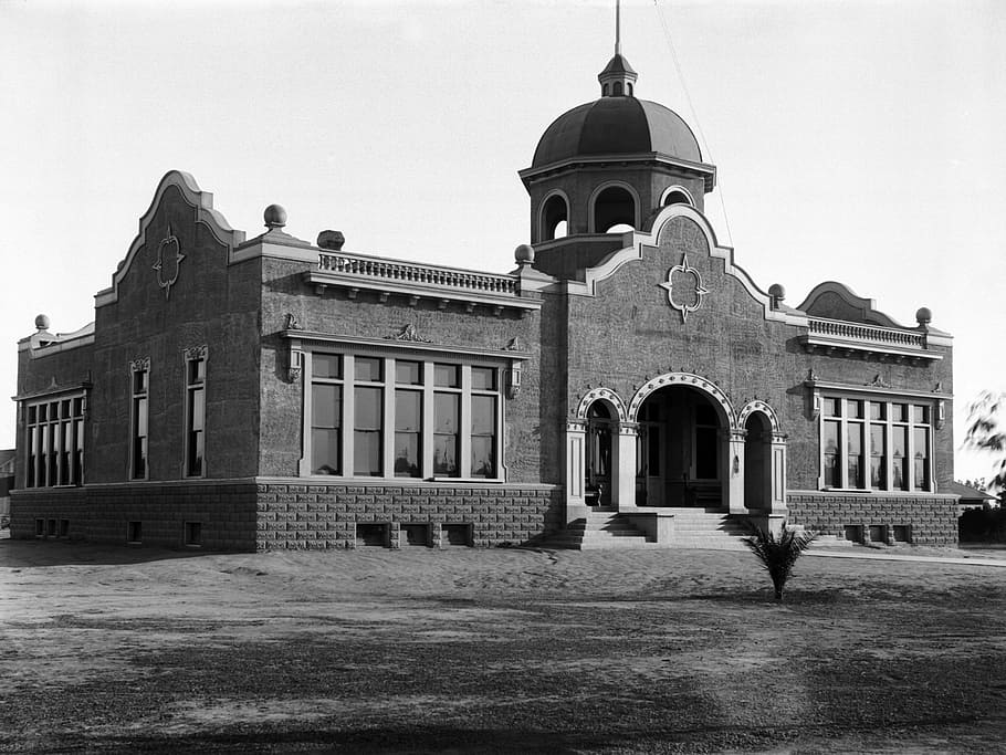 Anaheim, alta, escola, por volta de 1900, Anaheim High School, Califórnia, educação, fotos, ensino médio, domínio público