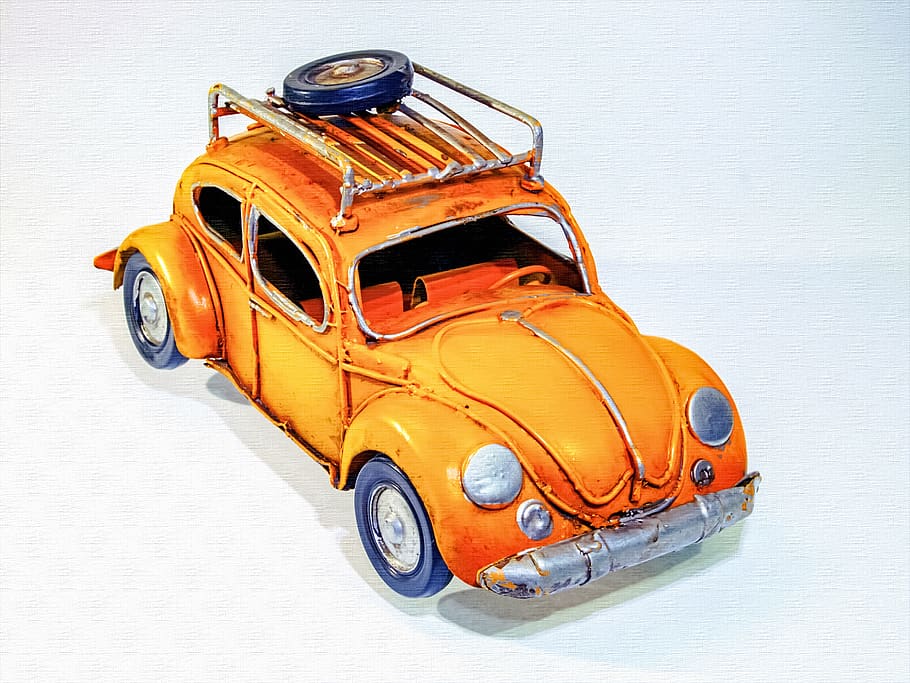 car, volkswagen, old, beetle, figure, road, travel, journey, transportation, mode of transportation