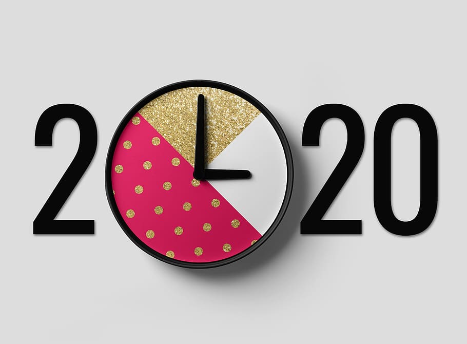 tahun baru, baru, tahun, 2020, pesta, sampanye, malam, merayakan, perayaan, jam