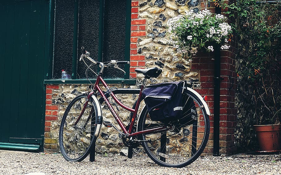 vintage, bicycle, garden, outdoors, transport, ride, bike, commute, land vehicle, transportation