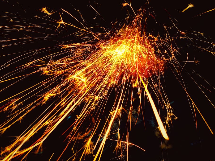 fireworks during nightime, sparks, dazzle, brilliant, stimulus, moment, motion, night, firework, illuminated
