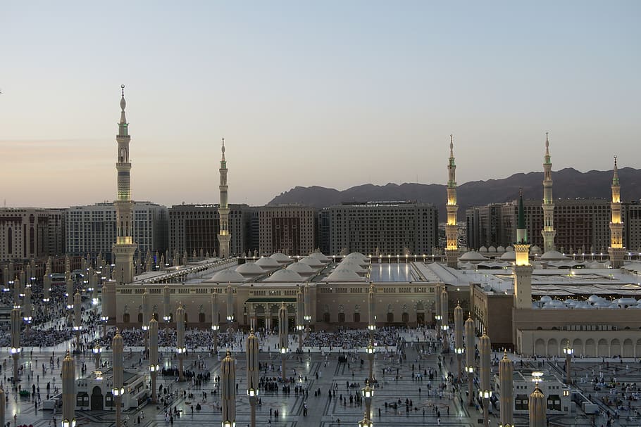 masjid nabawi, saya medina medina, kota, wisata, agama, Arsitektur, eksterior bangunan, struktur yang dibangun, bangunan, langit
