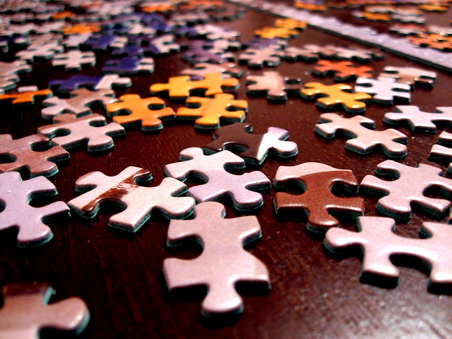assorted-color puzzle pieces, puzzle, game, solution, connection, piece, success, strategy, idea, teamwork