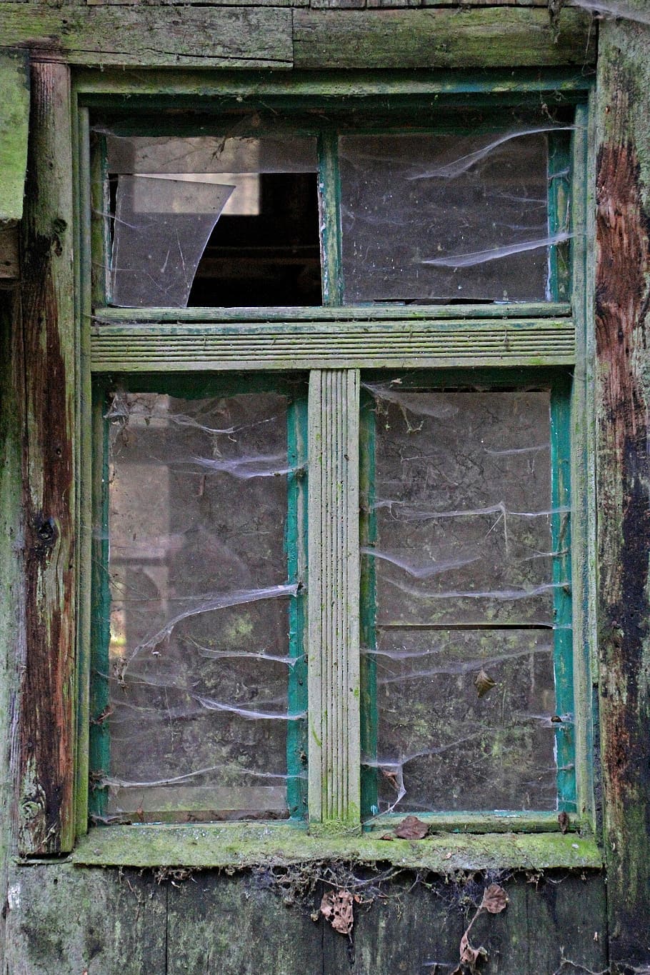 old, window, old building, lost places, building, glass, window glass, window pane, spider webs, forget