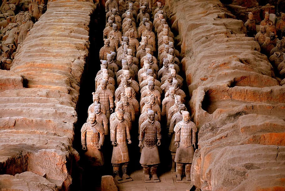 terracotta army china, terracotta, warrior, china, soldier, ancient, history, symbols, landscape, people