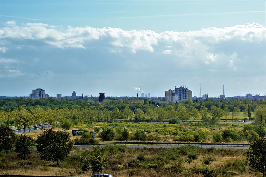 leipzig, view, clouds, sky, landscape, nature, scenic, blue, environment, panorama