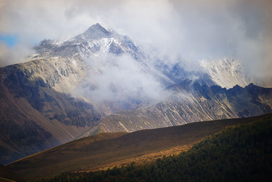 Sichuan, ocho, el paisaje, montaña, paisajes: naturaleza, medio ambiente, belleza en la naturaleza, paisaje, cordillera, nube - cielo