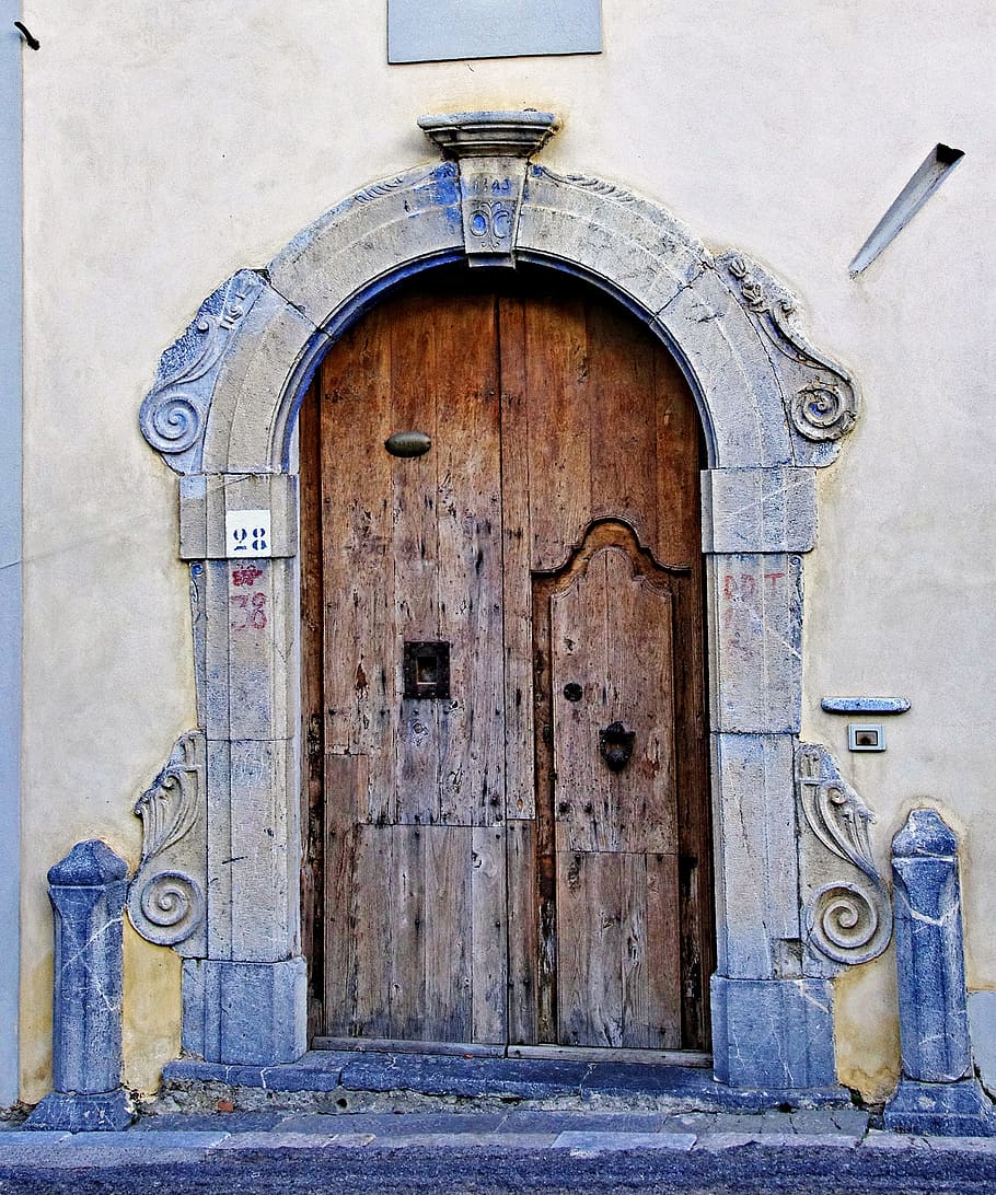 문, 시각, 닫은, 끝, 늙은, 카사 안티 카, 벽, 비늘, 칼라 브리아, 이탈리아