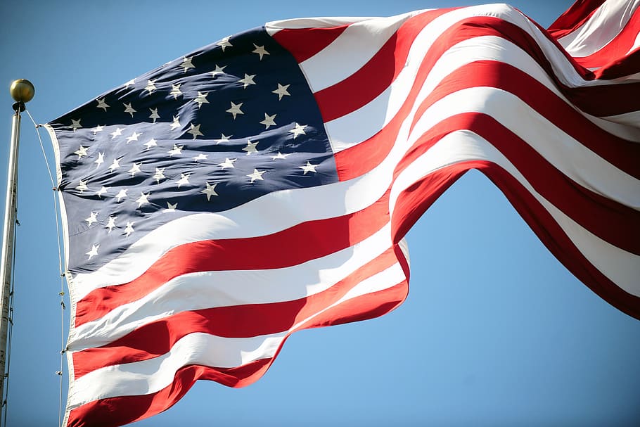 Memorial Day, Ceremonia, 24 de mayo de 2012, bandera de EE. UU., bandera, viento, patriotismo, rayado, ambiente, cielo