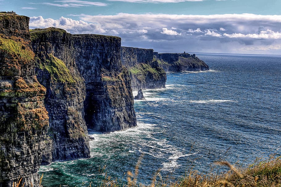 cliff of moher, cliff, ireland, landscape, sea, cliffs, rock, moher, irish, ocean