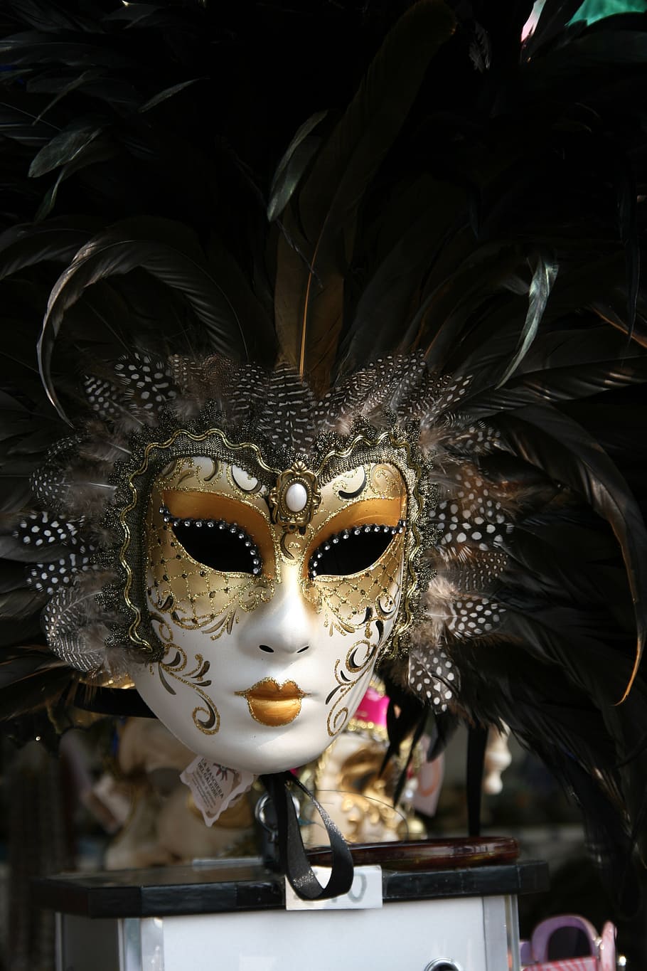 selective, focus, white, gold masquerade, venetian mask, mask, venice, face, venezia, artists