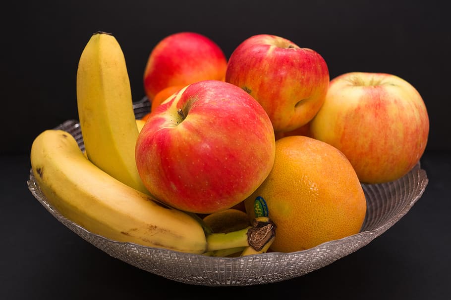 Fruit, Banana, Orange, Red Apple, apple, healthy eating, food and drink, food, freshness, red