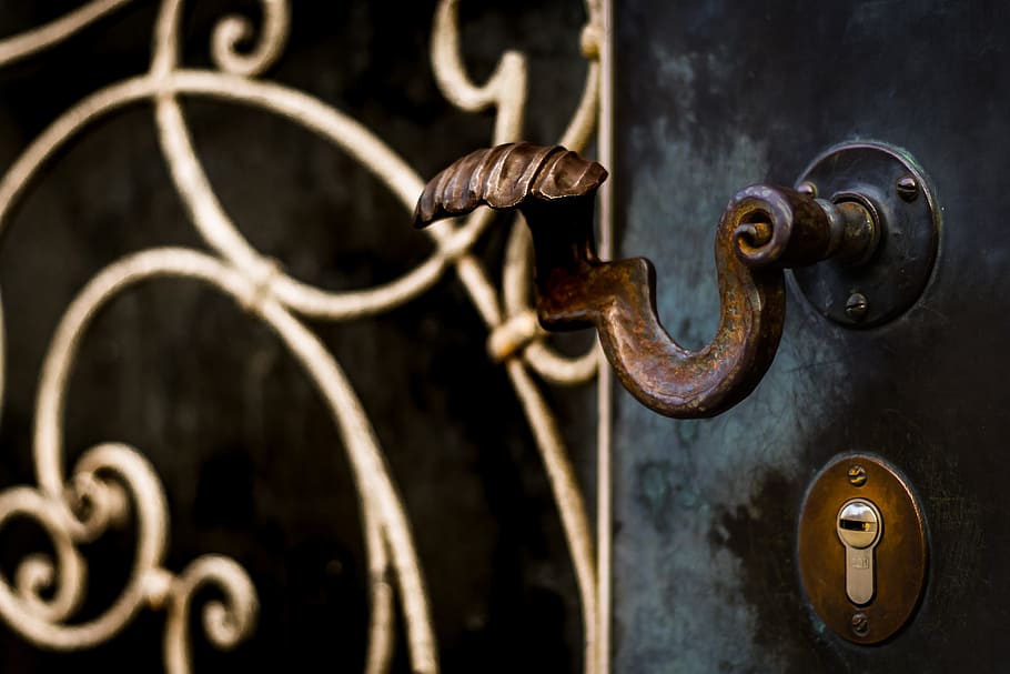 Door Knob, Door Handle, Metal, Iron, stainless, old, handle, shadow, door, jack