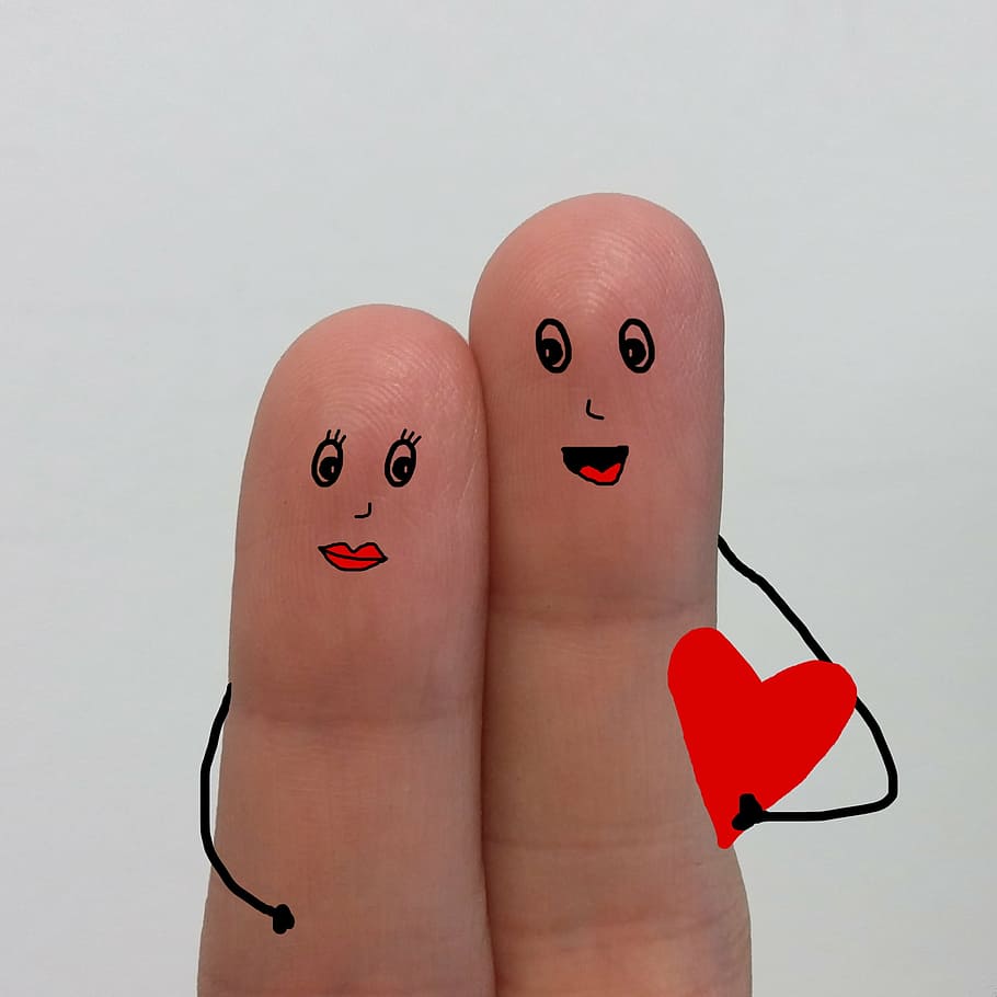 dois, dedos, abraçando, arte emoji, amor, sentimento, dia dos namorados, casamento, corações, paixão