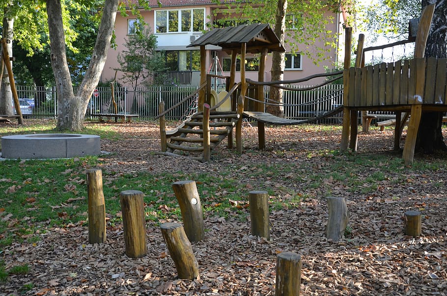 children playground, play, park, architecture, built structure, tree, day, plant, nature, wood - material