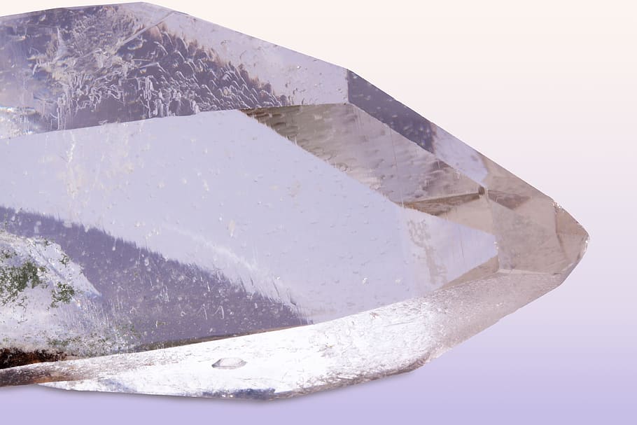 puro, cuarzo, cristal de roca, mineral, trigonal, superficies de prisma, dióxido de silicio, cuarzo puro, transparente, claro