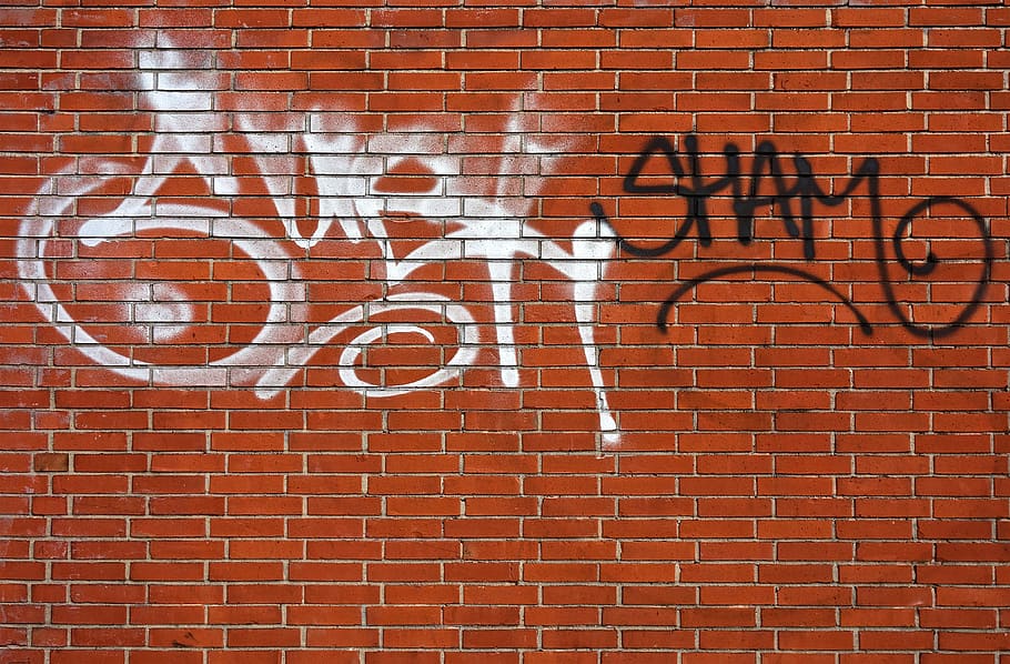 graffiti, letters, spray, paint, brick wall, street, vandalism, expression, urban, lifestyle