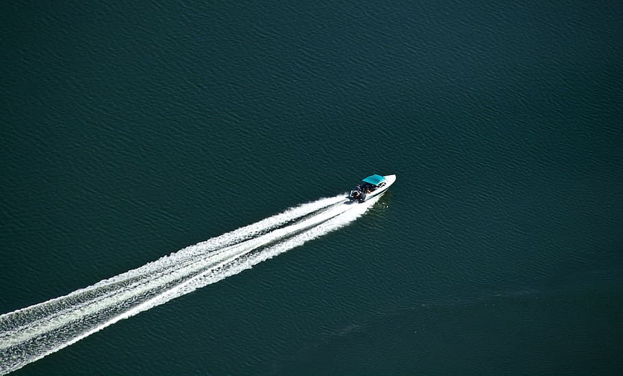 aerial, view photography, cuddy boat, body, Motorboat, Boat, Speed, Power, Water, speed, power